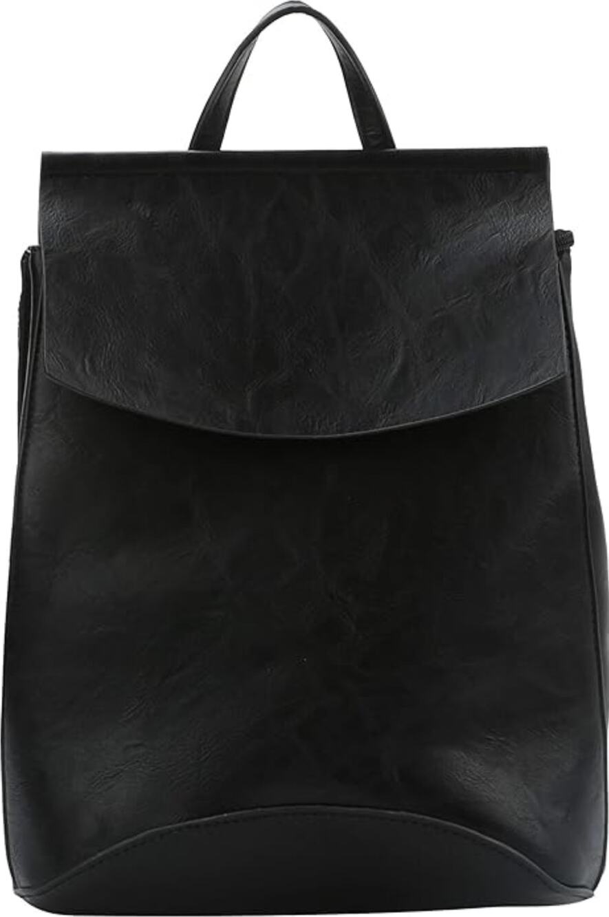 Virago Vegan Leather Backpack Black Shoulderbag Convertible 2 Way Backpack